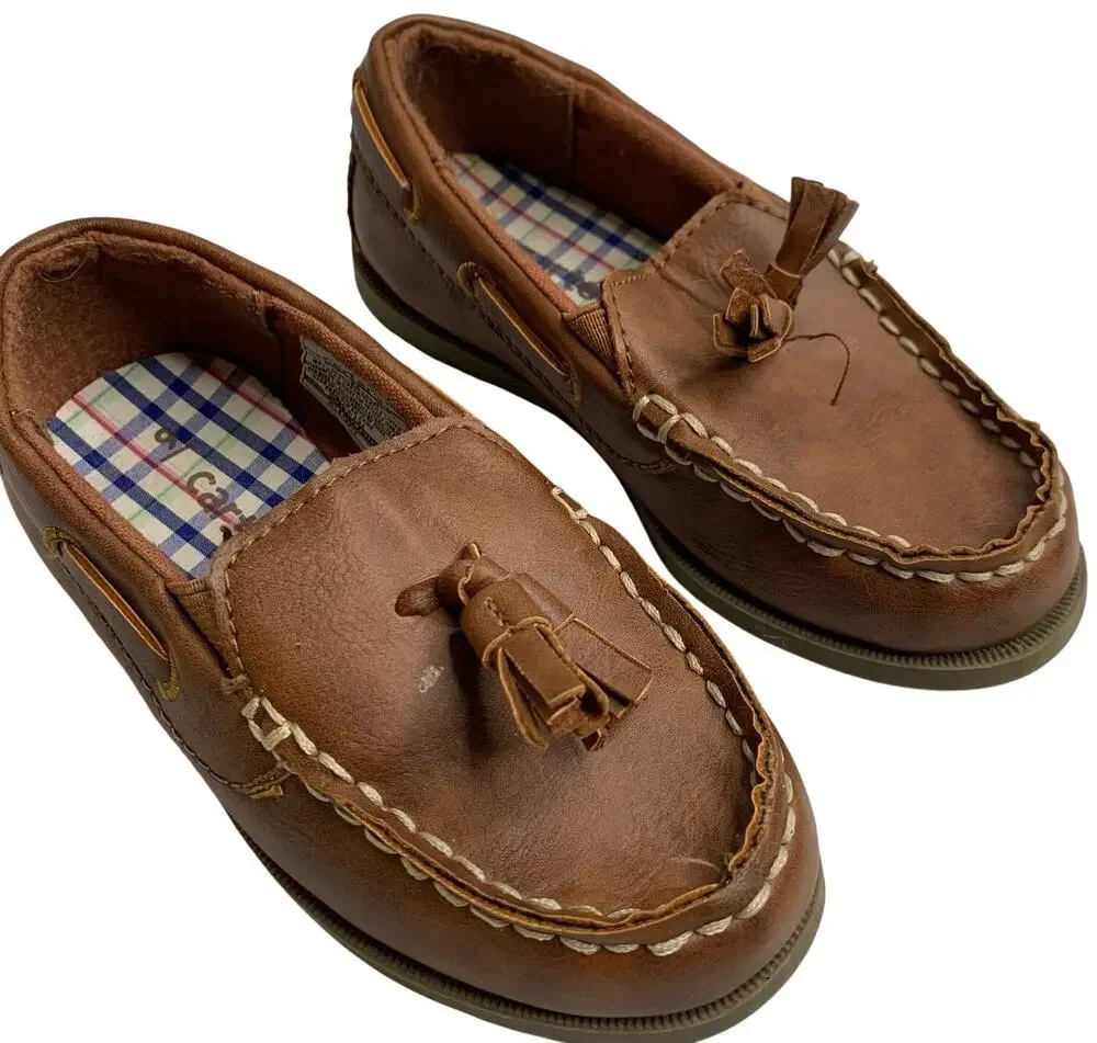 Carters Vincent Baby Boys Sz 9 Tassel Dress Loafers Brown Slip-on Shoes Holiday
